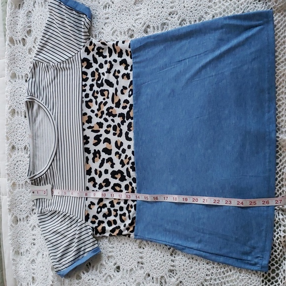 Womens Color Block Animal Print Top Size L - Picture 5 of 5